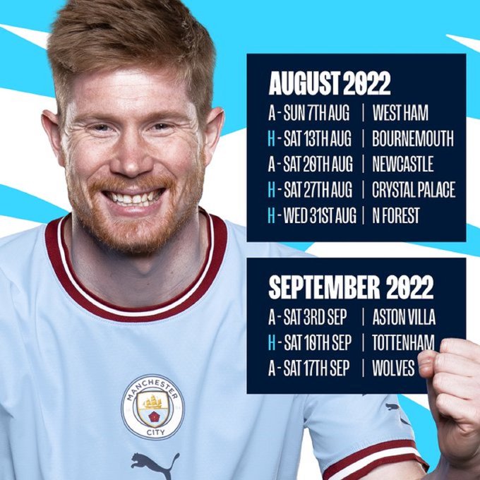 بالكامل جدول مباريات مانشستر سيتي في الدوري الإنجليزي 2022/2023