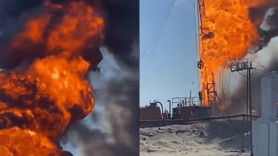 بالفيديو لحظة إنفجار حقل برهان النفطي
