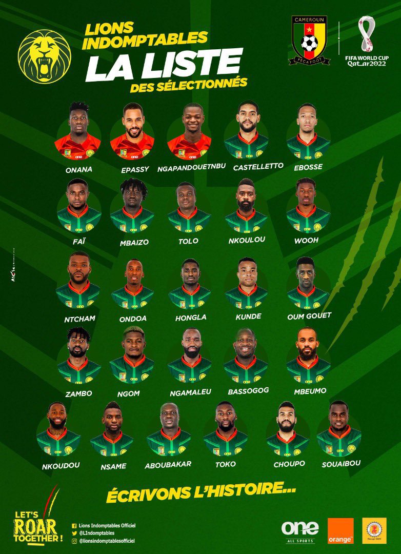 قائمة منتخب الكاميرون في كأس العالم قطر 2022