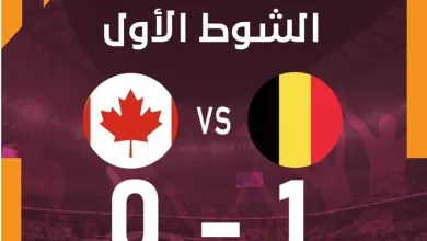 إنتهاء الشوط الأول بتقدم بلجيكا بهدف واحد على كندا