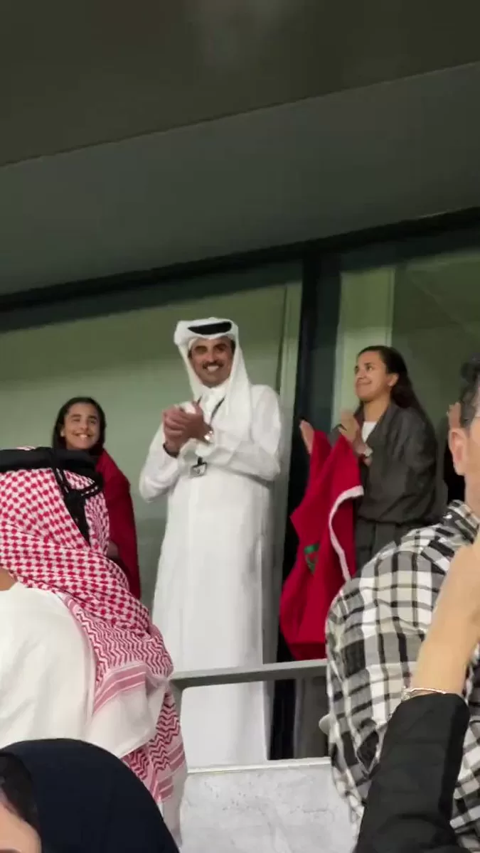 بالفيديو شاهد فرحة أمير قطر بمناسبة فوز المغرب على إسبانيا